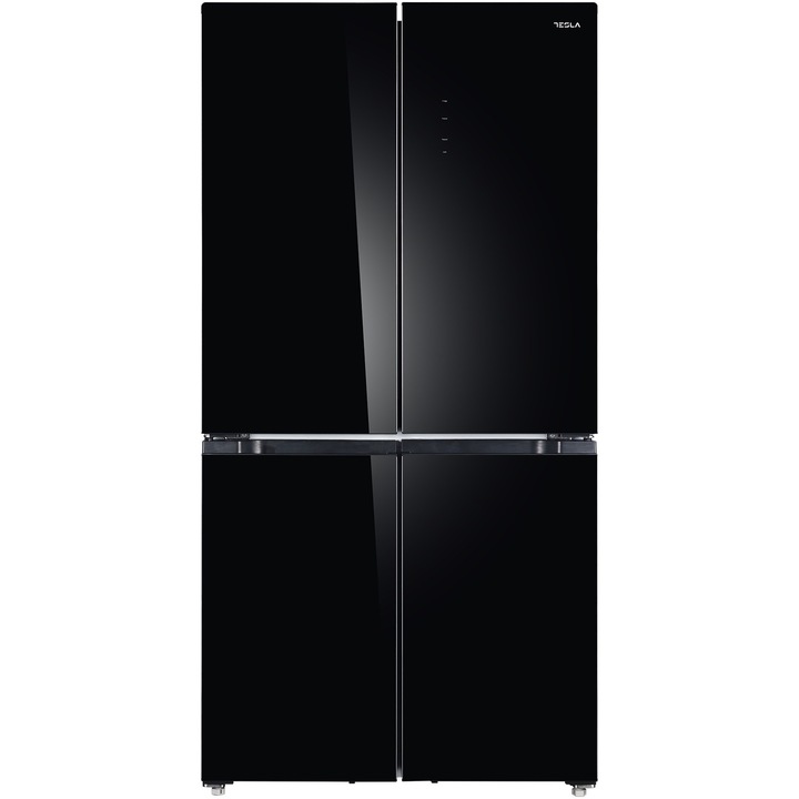 Tesla RM5600FSNBE Side-by-side hűtőszekrény, 567 l, Total No Frost, E energiaosztály, Inverteres kompresszor, LED érintőképernyő, M 183 cm, Fekete Üveg