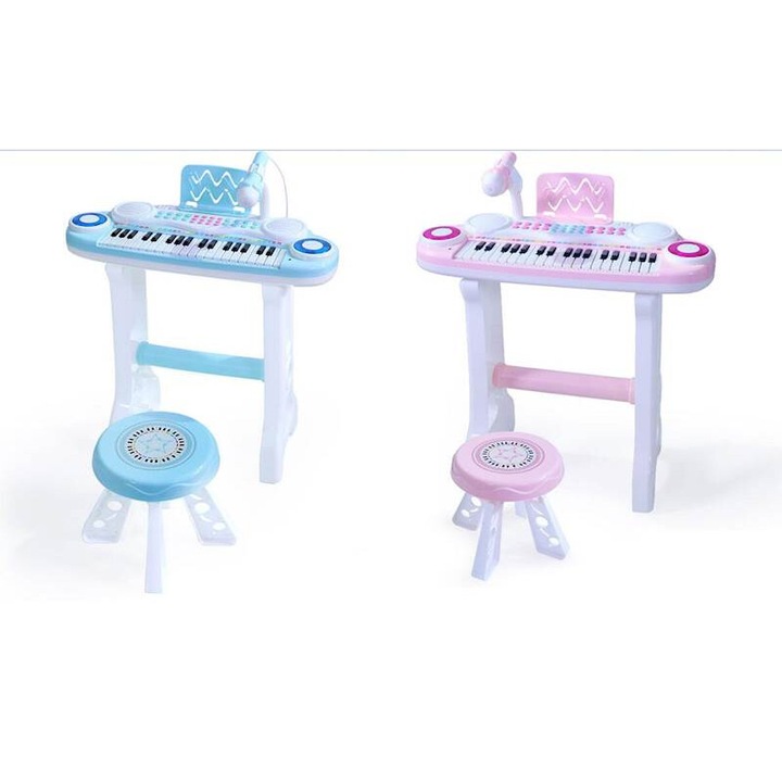 Orgona zongora mikrofonnal és székkel, szett, MP3 és USB, többszínű