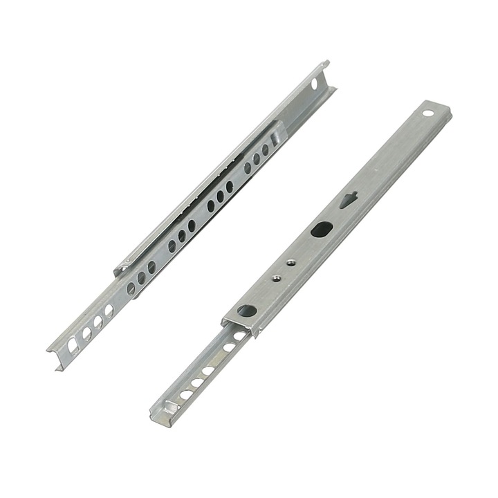 Glisiere sertar, glisare partiala, cu bile, 246/17 mm, nichelate (set 2 buc)