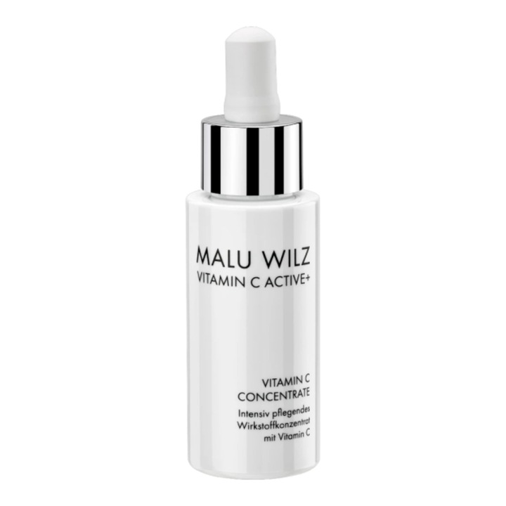 Concentrat cu vitamina C, VEGAN, MALU WILZ, serum intensiv ce stimuleaza sinteza colagenului, hidrateaza intens, sporeste stralucirea, are efect de estompare a petelor pigmentare, 30 ml