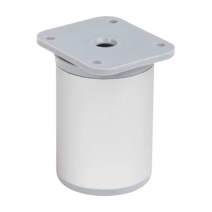 Picior mobila, Ø 40 mm, H 60 mm, plastic, argintiu, aluminiu