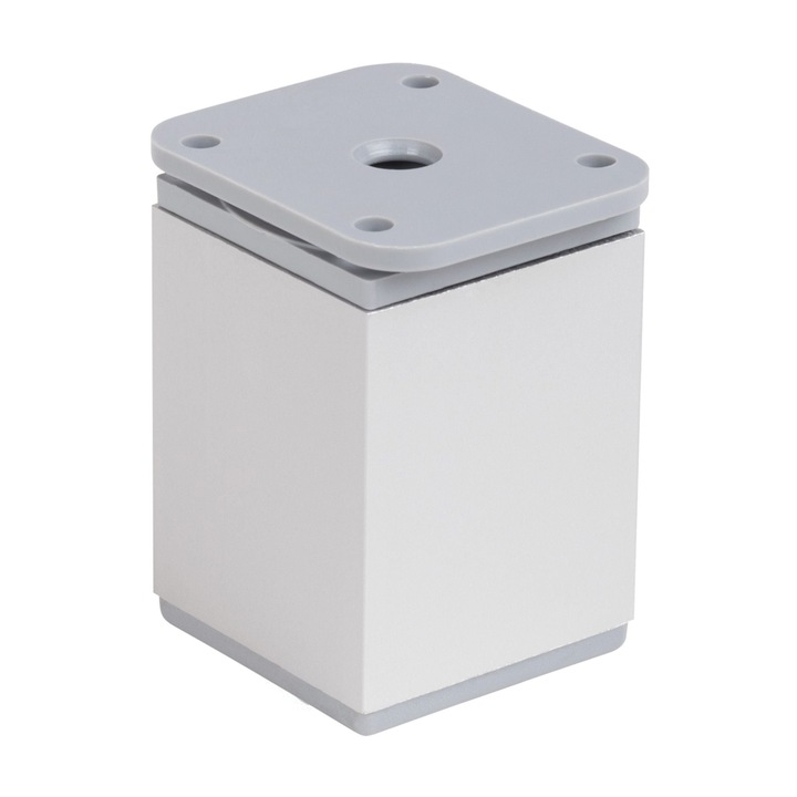 Picior mobila, 40 x 40 mm, H 60 mm, plastic, argintiu, aluminiu