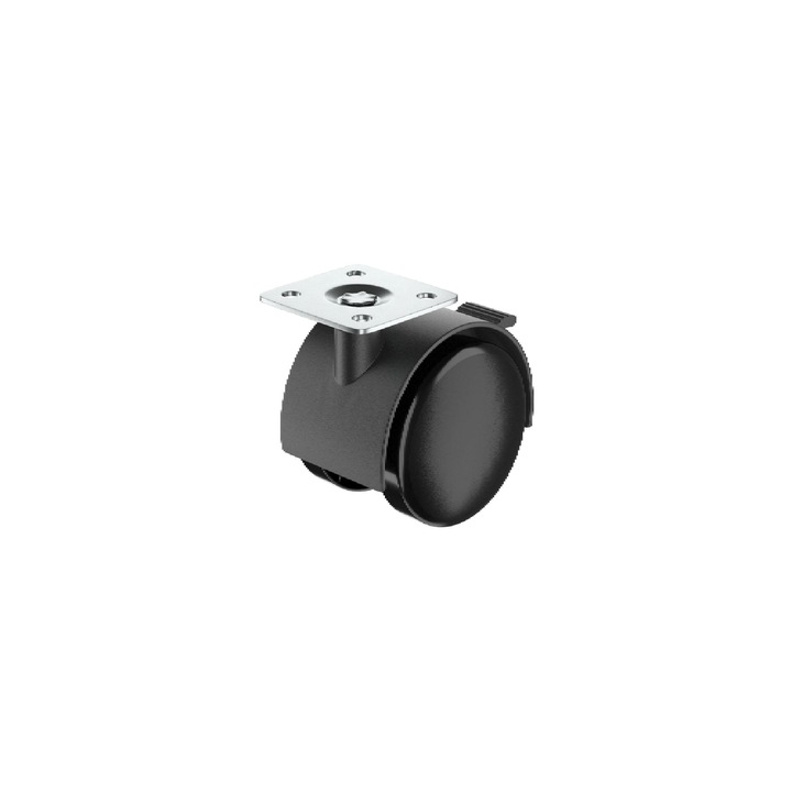 Roata pivotanta cu flansa si frana, Ø 50 mm, max 40 kg, neagra