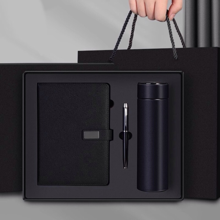 Set cadou cu Agenda, Pix si Termos, Negru