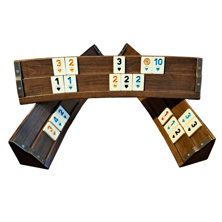 Joc de Remi/Rummy Set, Calitate Superioara din Lemn Masiv cu Detalii si Finisaje Premium