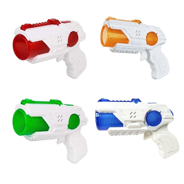 Set 4 Jucarii Interactiva Pistol Spatial Galaxy SG02, Cu Sunete si Lumini, multicolor, Pentru Copii, 14 x 11 Cm, Dalimag