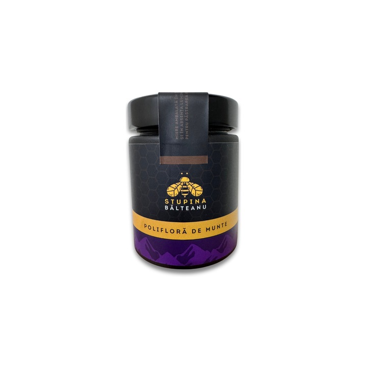 Miere poliflora cruda, produs montan, Stupina Balteanu, 230 g