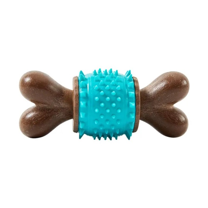 Kutya interaktív játék, elpusztíthatatlan Chewy Bone, ideális fogtisztításra, kék színű