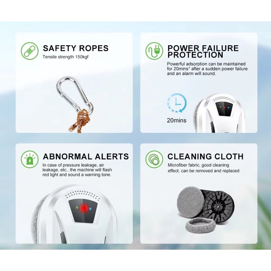 Aspirator Inteligent Robot Pentru Geamuri Umed sau Uscat Putere 80W, Capacitate 0.25L, Telecomanda