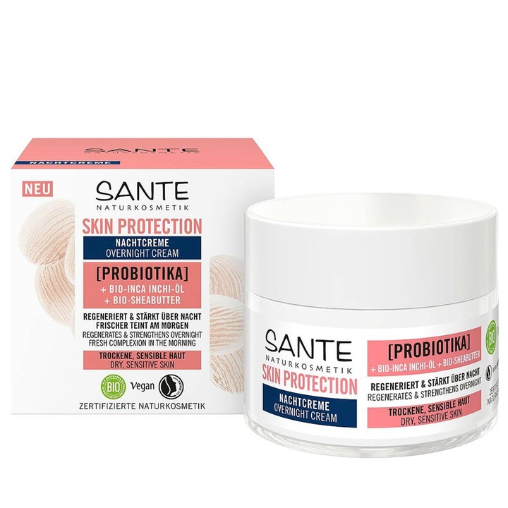 Crema de fata, protectie nocturna, probiotice, ulei Inchi, unt Shea, Sante, 50ml