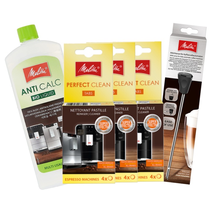 Комплект за поддръжка на кафе машина с дюза за разпенване на мляко, PERFECT CLEAN TABS, ANTI CALC BIO LIQUID
