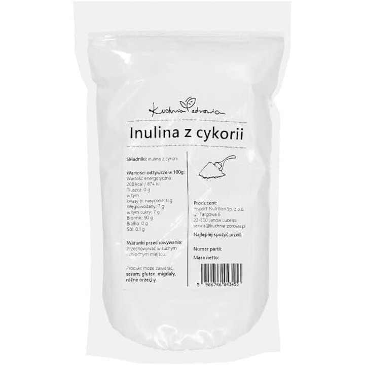 Inulina de cicoare - Kuchnia Zdrowia - Fibre dietetice - Sistem digestiv - Fara aditivi - Ambalaj sigilat cu fermoar: (500 grame)