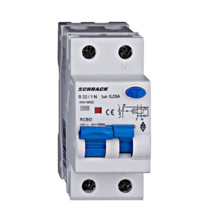 Intreruptor diferential RCBO, 1P+N, 32A, 30mA, 10kA, curba B, tip A, AMPARO, AK618632--, Schrack