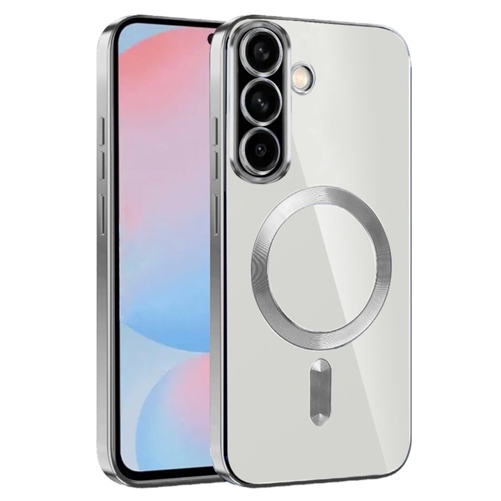 Husa pentru Samsung Galaxy A56 cu MagSafe si protectie pentru lentile anti-shock 1.5 mm transparent - Argintiu