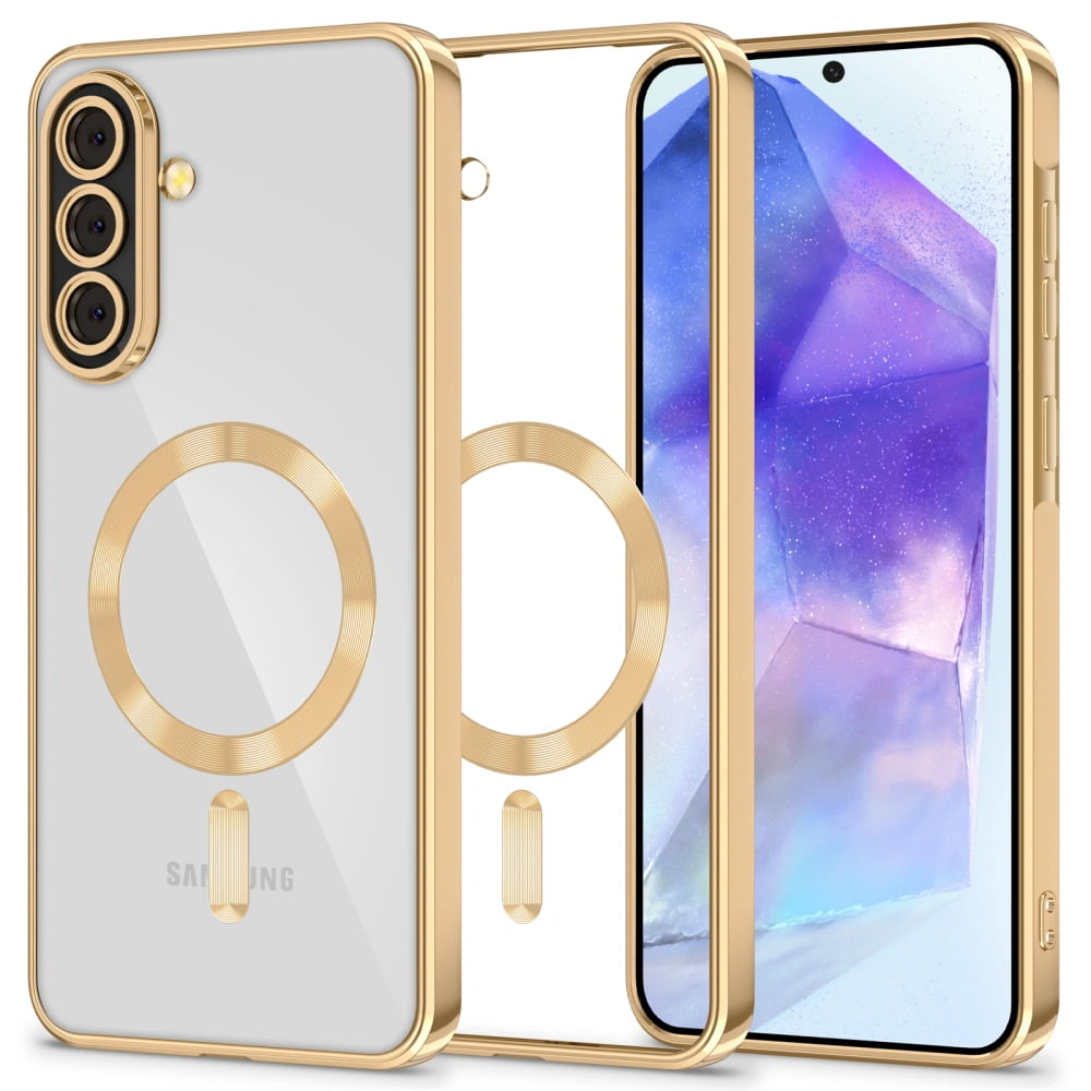 Husa pentru Samsung Galaxy A36 cu MagSafe si protectie pentru lentile anti-shock 1.5 mm transparent - Auriu