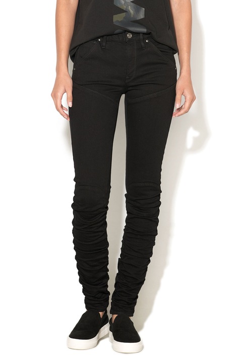 G-STAR, Blugi skinny cu aspect creponat, Negru, W27-L32
