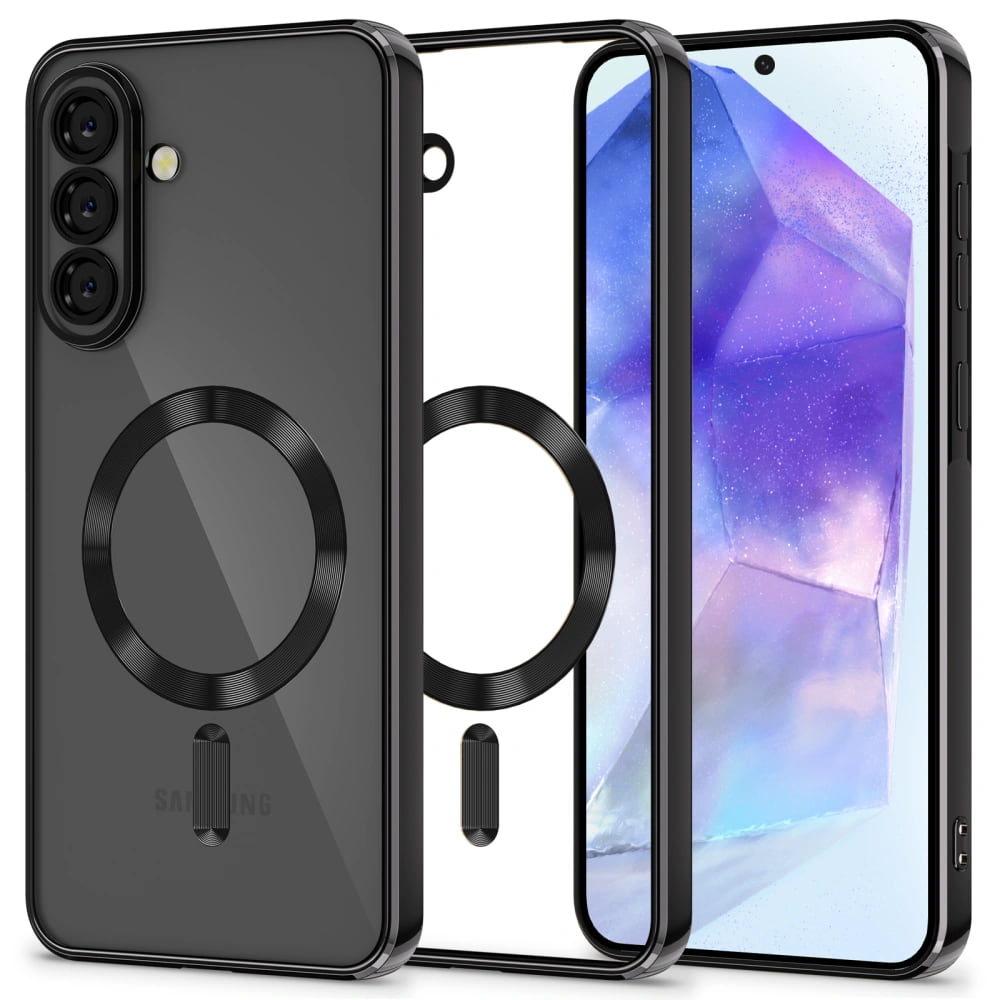 Husa pentru Samsung Galaxy A56 cu MagSafe si protectie pentru lentile anti-shock 1.5 mm transparent - Negru
