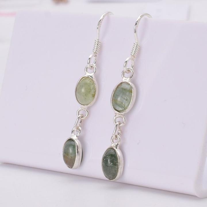 Cercei argint cu turmalina verde Picaturi de Menta