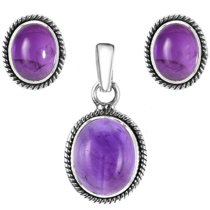 Set argint Cadou Pentru Ea cu ametist