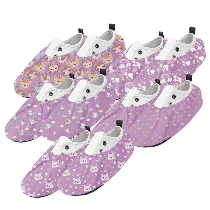 Set de 5 bucati, Capac de protectie pentru pantofi, marimea 25-30, MIX, roz