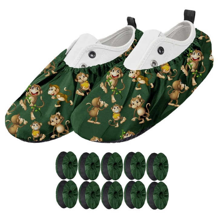 Set de 5 bucati, Capac de protectie pentru pantofi, marimea 31-37, verde, Maimute