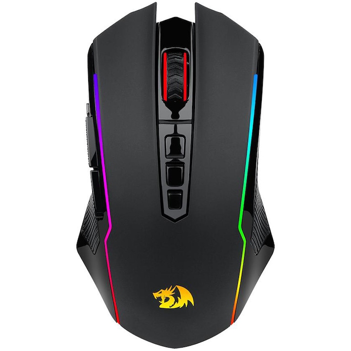 Mouse gaming Redragon Nix , bluetooth, wireless, cu fir, iluminare RGB, Negru