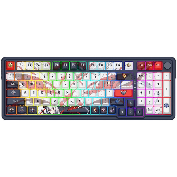 Механична клавиатура Gaming Redragon Eisa Pro Honkai Impact, Bluetooth, С кабел, Wireless, RGB осветление, Многоцветна