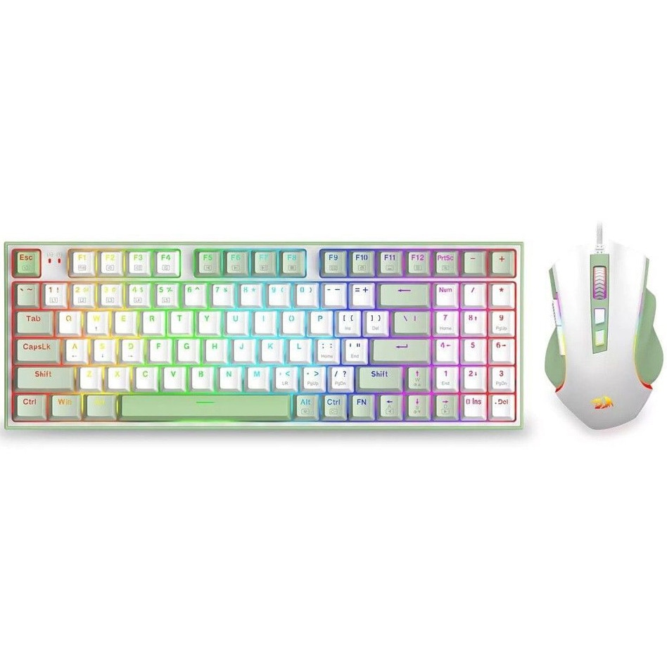Kit gaming tastatura mecanica si mouse Redragon Ultimate Gaming Rig, iluminare RGB, Alb