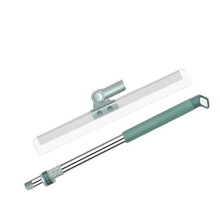 Mop multifunctional, silicon, maner ajustabil 78-126cm, Verde/Argintiu