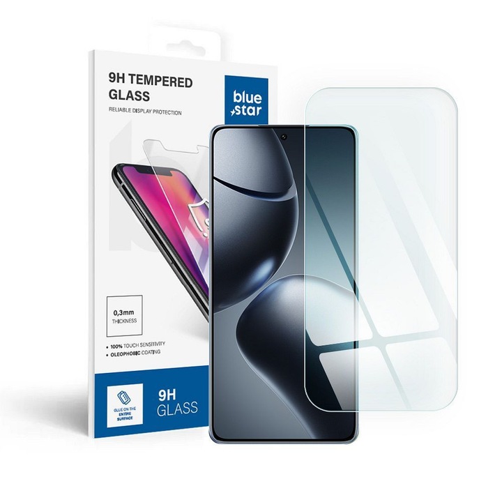 Xiaomi 14T 5G / 14T Pro 5G / Poco X7 Pro 5G / F7 Pro 5G / F7 Ultra 5G kompatibilis üvegfólia, előlapi, edzett, Bluestar