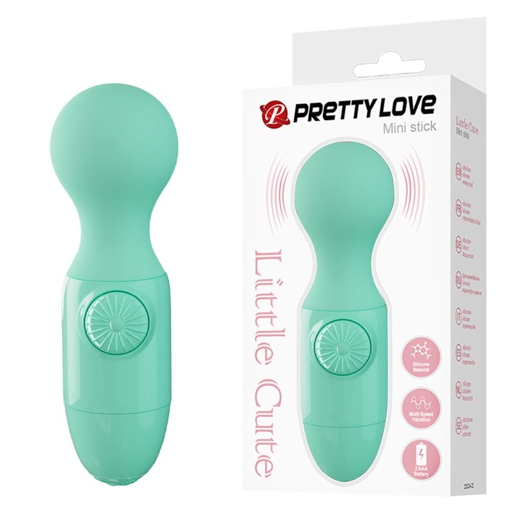 Вибратор Pretty Love, мини, светлозелен, водоустойчив, 2 скорости, 2 батерии AAA