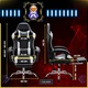 Геймърски стол GALAXIA® Pro от екологична кожа, регулируема ергономична лумбална опора, регулируема възглавница за облегалка за глава, сгъваема на 165° облегалка, до 140 кг - черно бяло
