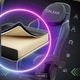 Геймърски стол Galaxia® черен с бели шевове, въртящ се, сгъваем на 145°, с поставка за крака