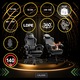 Геймърски стол Galaxia® черен с бели шевове, въртящ се, сгъваем на 145°, с поставка за крака