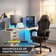Scaun Gaming pentru Jucatori Galaxia® Negru cu Cusaturi Albe, Obrotabil, Rabatabil 145°, cu Suport pentru Picioar