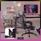 Геймърски стол Galaxia® Pink Edition, изработен от екологична кожа, регулируема ергономична лумбална опора, регулируема възглавница за глава, сгъваема на 165° облегалка, опора за крака, до 140 кг - розово-черно