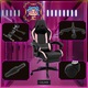 Геймърски стол Galaxia® Pink Edition, изработен от екологична кожа, регулируема ергономична лумбална опора, регулируема възглавница за глава, сгъваема на 165° облегалка, опора за крака, до 140 кг - розово-черно