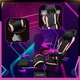 Геймърски стол Galaxia® Pink Edition, изработен от екологична кожа, регулируема ергономична лумбална опора, регулируема възглавница за глава, сгъваема на 165° облегалка, опора за крака, до 140 кг - розово-черно