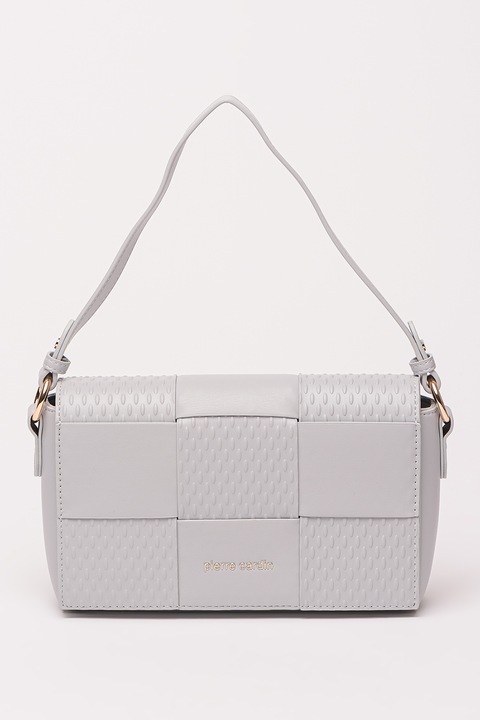 Pierre Cardin, Чанта за рамо от еко кожа с релеф, Светло сив