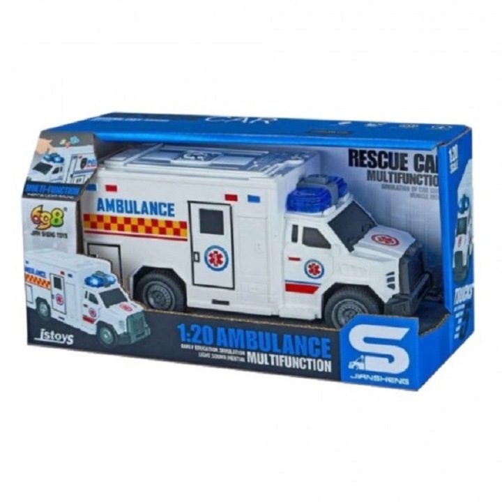 Camion Ambulanta−Politie cu frictiune, sunete si lumini, 1:20, jstoys