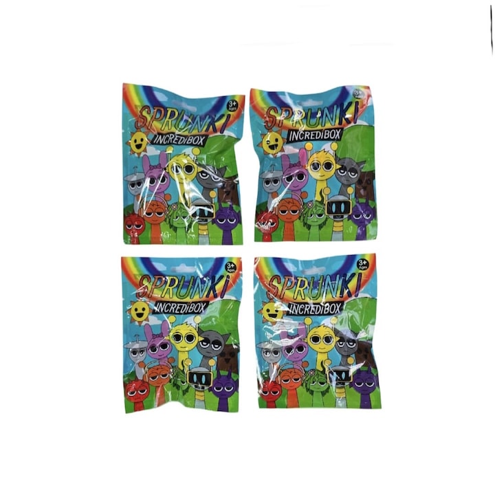 Set 4 Figurine Sprunki, cartonase supriza, MASHASHOP, multicolor, 7 cm