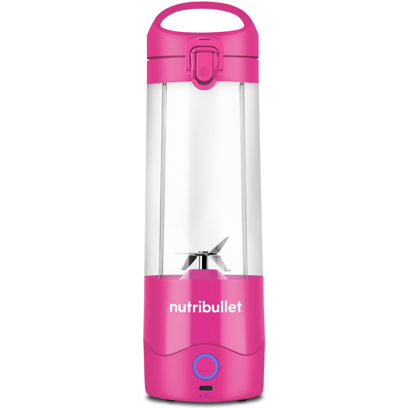 Blender portabil Nutribullet NBP003BP, capacitate 475 ml, 15 utilizari per incarcare, USB-C, roz