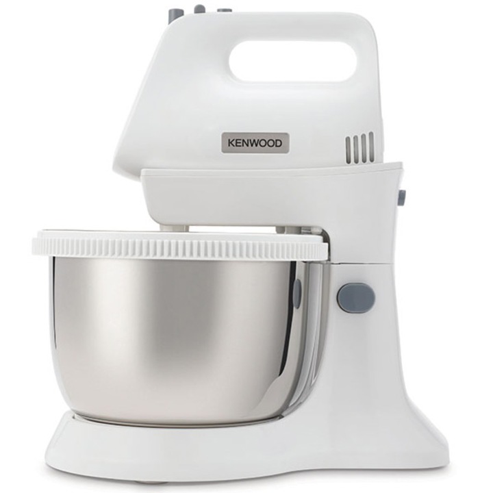 Миксер с купа Kenwood Chefette Lite HMP34.A0WH, 450W, 3.4 л въртяща се купа от неръждаема стомана, 5 скорости + Pulse, Бял/Сребрист