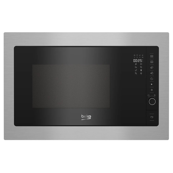 Cuptor cu microunde Beko BMGB25332BG, Putere 900 W, 25 L, Functie AutoCook, 8 programe Auto Cook, 5 niveluri de putere, functie grill, Negru / Gri