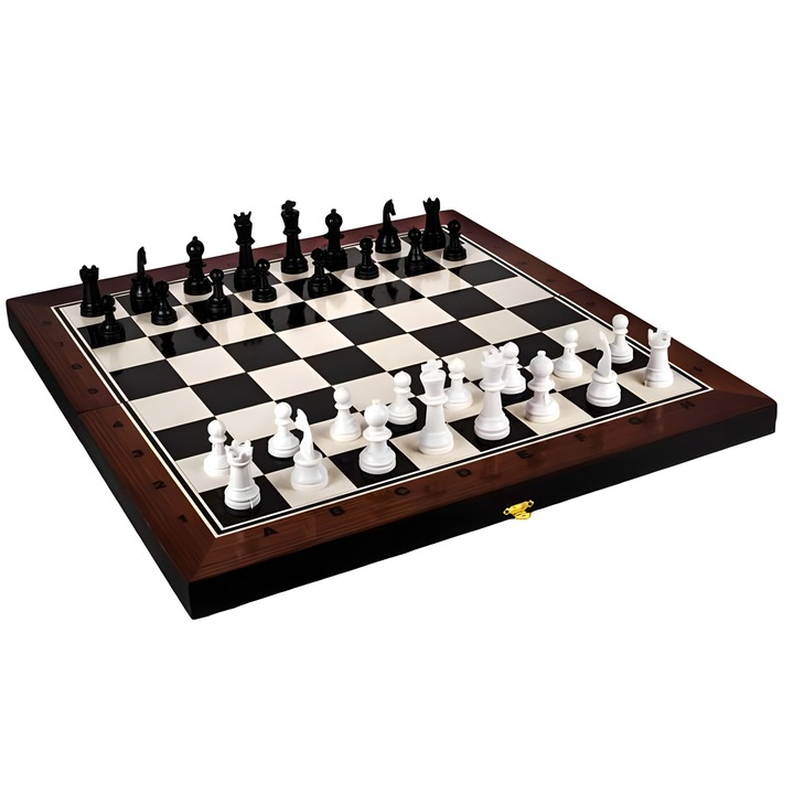 Настолна игра - Дървен шах с черни фигури и пешки 47.5x50см
