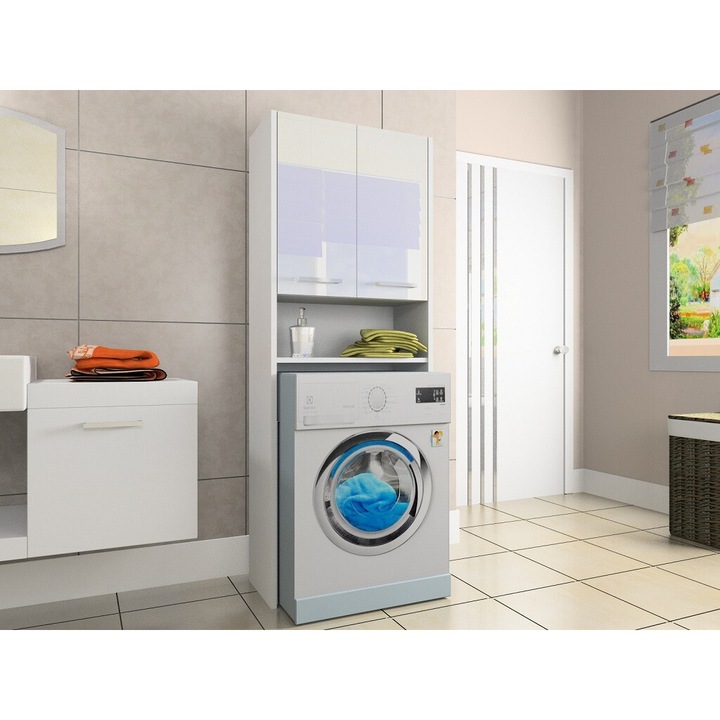 Sifonier de baie, GINDO, 64 cm, alb, 3 polite, inaltime 170 cm