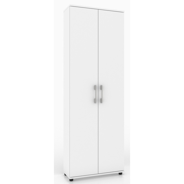 Dulap Gindo G60 2D, 60x32x182cm, 5 polite, culoare alba/gri
