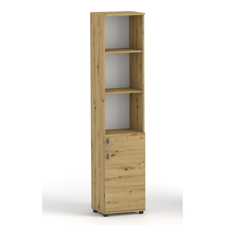 Raft GINDO G40 1D, 182x40x32cm, 5 polite, culoare stejar artisan, picioare negre