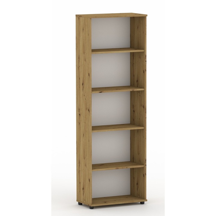 Raft G 60, GINDO, 5 polite, 182x60x32cm, culoare stejar artisan