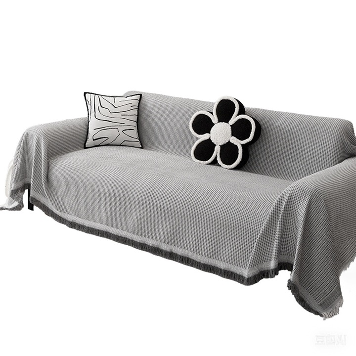 Калъф за диван, YISYNIM, полиестер/памук, 180-230 см, сив